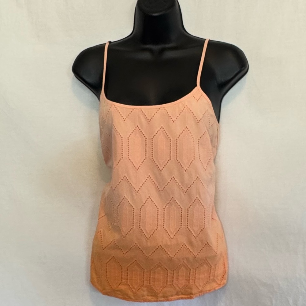 D-170 Banana Republic Peach Orange Ombre Embroidered Tank Top Size S